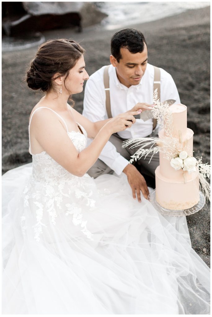 Couple Cutting the wedding Cake together