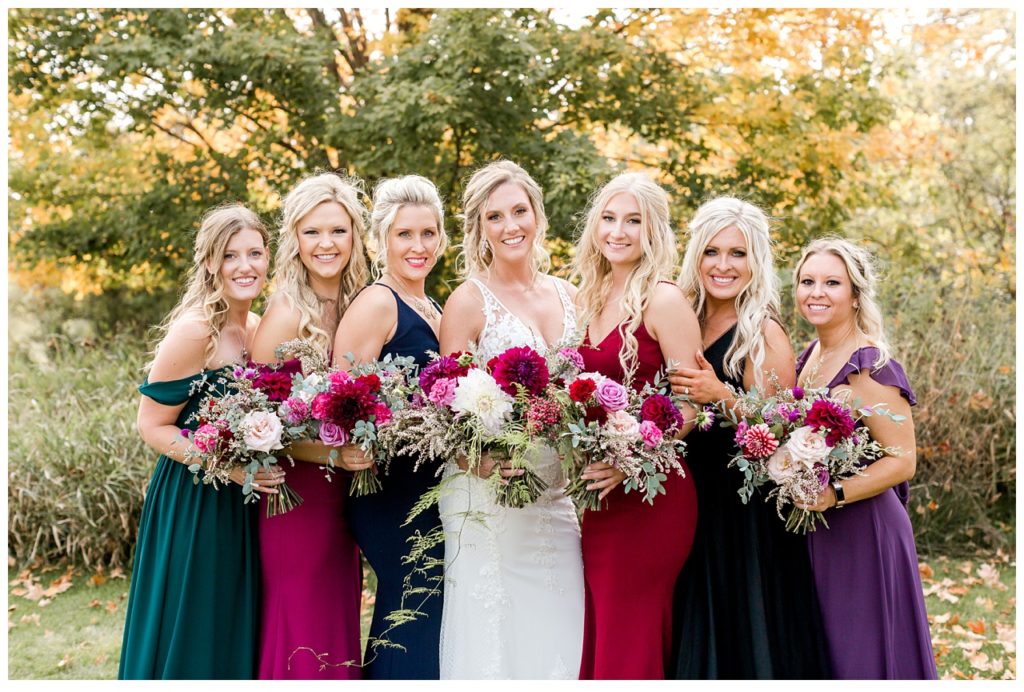 mixed jewel-tone color bridesmaid dresses