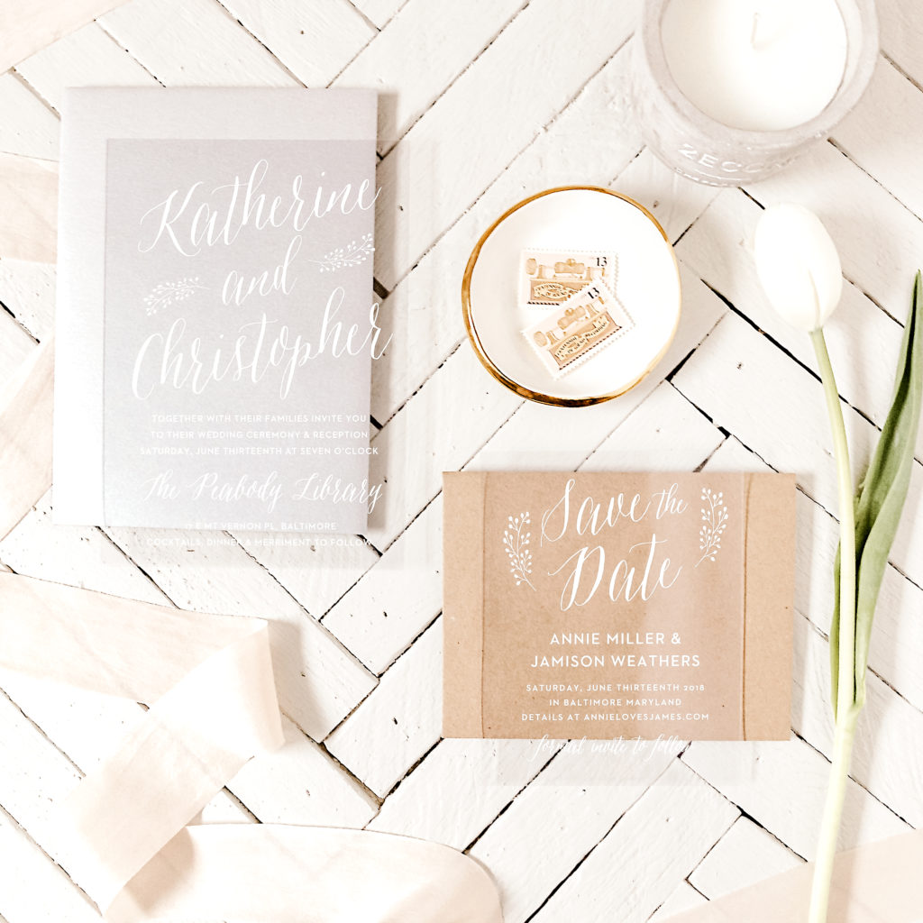 White and Clear Save the Dates