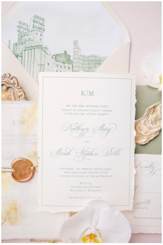 Wedding invitation ideas included in flat lay