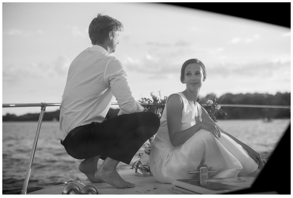Black and White Wedding Boat Photos