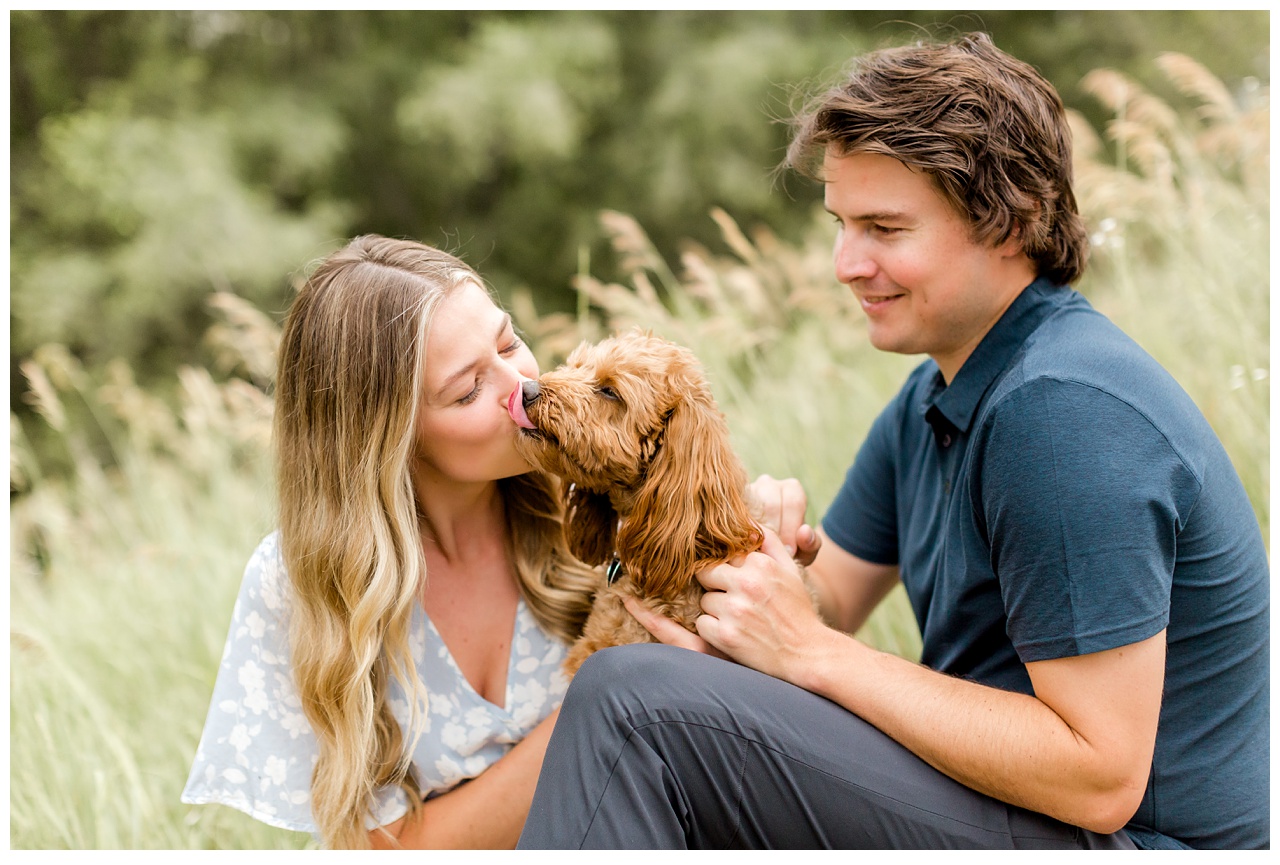 puppy photos at engagement session