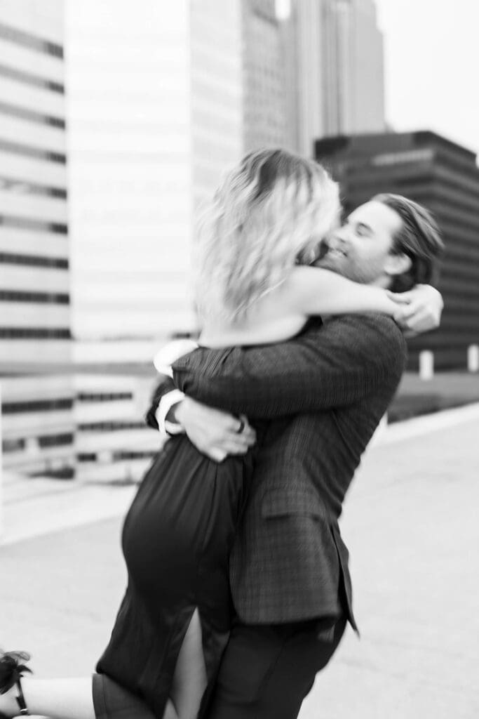 emotional moment between an engaged couple